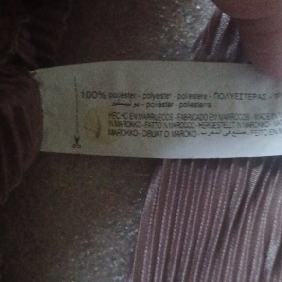 ZARA  Dark Champagne / Bronze Gold Pleated Blouse, M - Picture 6 of 8